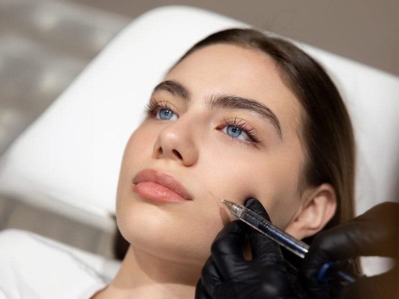 Giovane donna durante un trattamento di mesoterapia